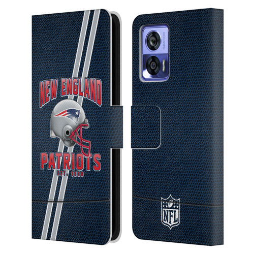 NFL New England Patriots Logo Art Football Stripes Leather Book Wallet Case Cover For Motorola Edge 30 Neo 5G