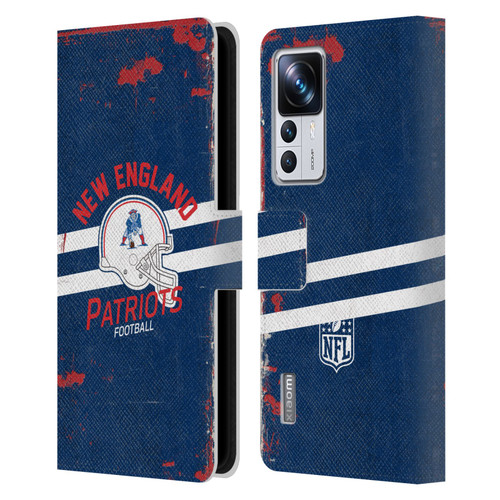NFL New England Patriots Logo Art Helmet Distressed Leather Book Wallet Case Cover For Xiaomi 12T Pro