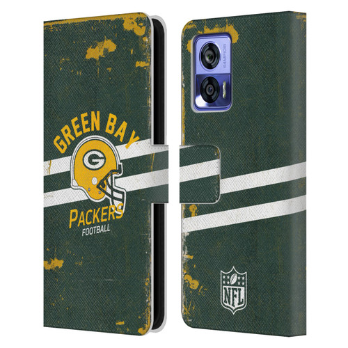 NFL Green Bay Packers Logo Art Helmet Distressed Leather Book Wallet Case Cover For Motorola Edge 30 Neo 5G