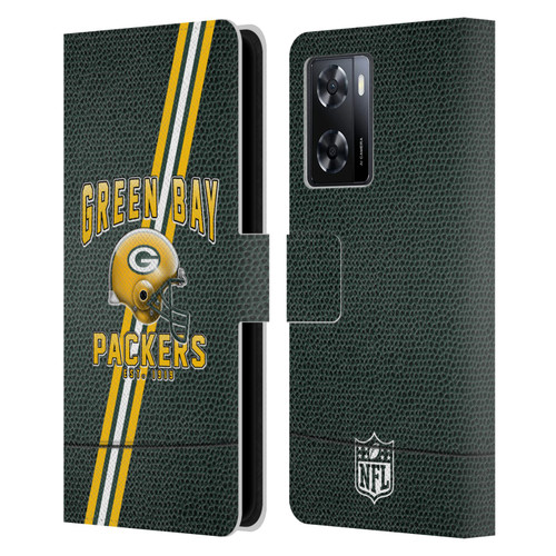 NFL Green Bay Packers Logo Art Football Stripes Leather Book Wallet Case Cover For OPPO A57s