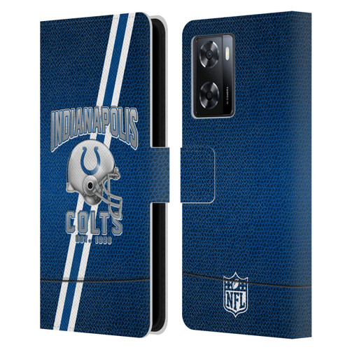 NFL Indianapolis Colts Logo Art Football Stripes Leather Book Wallet Case Cover For OPPO A57s