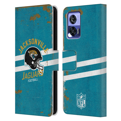 NFL Jacksonville Jaguars Logo Art Helmet Distressed Leather Book Wallet Case Cover For Motorola Edge 30 Neo 5G