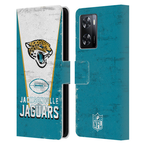 NFL Jacksonville Jaguars Logo Art Banner Leather Book Wallet Case Cover For OPPO A57s