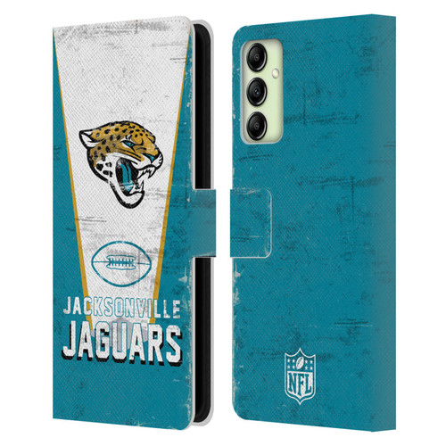 NFL Jacksonville Jaguars Logo Art Banner Leather Book Wallet Case Cover For Samsung Galaxy A14 5G