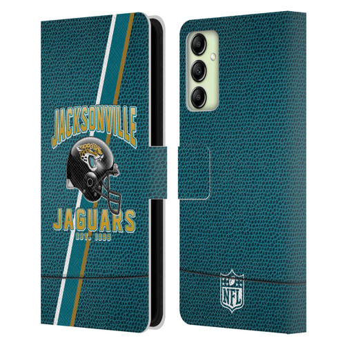 NFL Jacksonville Jaguars Logo Art Football Stripes Leather Book Wallet Case Cover For Samsung Galaxy A14 5G