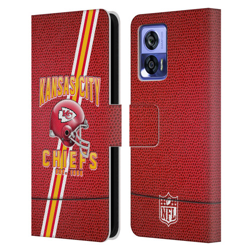 NFL Kansas City Chiefs Logo Art Football Stripes Leather Book Wallet Case Cover For Motorola Edge 30 Neo 5G