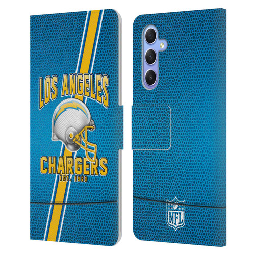 NFL Los Angeles Chargers Logo Art Football Stripes Leather Book Wallet Case Cover For Samsung Galaxy A34 5G