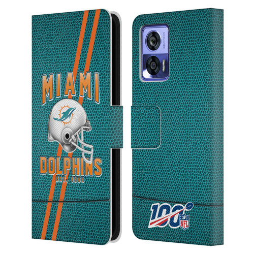 NFL Miami Dolphins Logo Art Football Stripes Leather Book Wallet Case Cover For Motorola Edge 30 Neo 5G