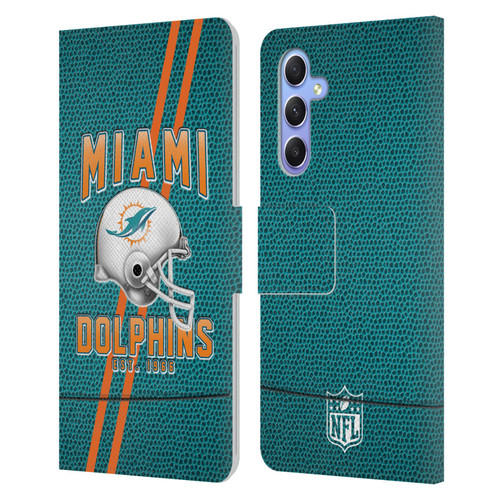 NFL Miami Dolphins Logo Art Football Stripes Leather Book Wallet Case Cover For Samsung Galaxy A34 5G