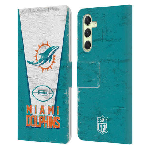 NFL Miami Dolphins Logo Art Banner Leather Book Wallet Case Cover For Samsung Galaxy A54 5G