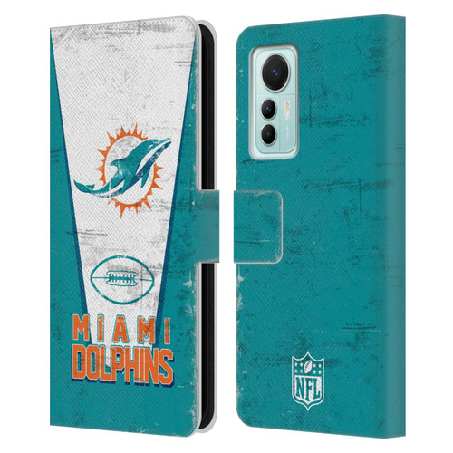 NFL Miami Dolphins Logo Art Banner Leather Book Wallet Case Cover For Xiaomi 12 Lite