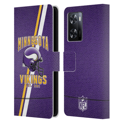 NFL Minnesota Vikings Logo Art Football Stripes Leather Book Wallet Case Cover For OPPO A57s