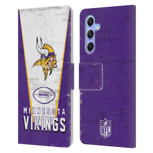 NFL Minnesota Vikings Logo Art Banner Leather Book Wallet Case Cover For Samsung Galaxy A34 5G