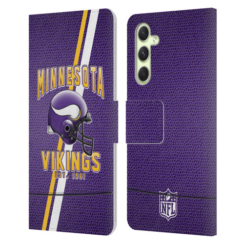 NFL Minnesota Vikings Logo Art Football Stripes Leather Book Wallet Case Cover For Samsung Galaxy A54 5G