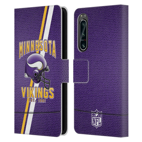 NFL Minnesota Vikings Logo Art Football Stripes Leather Book Wallet Case Cover For Sony Xperia 5 IV