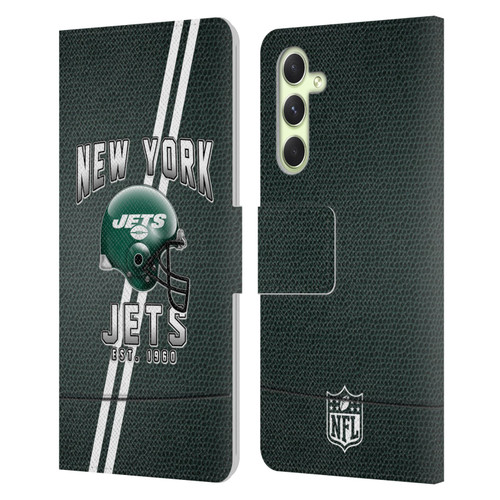 NFL New York Jets Logo Art Football Stripes Leather Book Wallet Case Cover For Samsung Galaxy A54 5G
