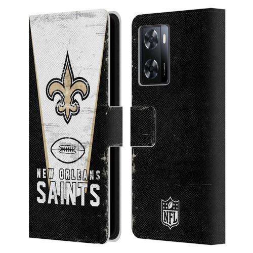 NFL New Orleans Saints Logo Art Banner Leather Book Wallet Case Cover For OPPO A57s