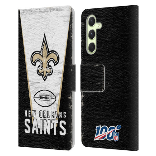 NFL New Orleans Saints Logo Art Banner Leather Book Wallet Case Cover For Samsung Galaxy A54 5G