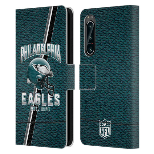 NFL Philadelphia Eagles Logo Art Football Stripes Leather Book Wallet Case Cover For Sony Xperia 5 IV