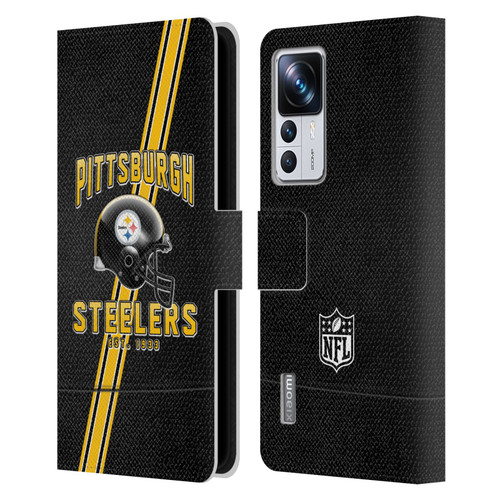 NFL Pittsburgh Steelers Logo Art Football Stripes Leather Book Wallet Case Cover For Xiaomi 12T Pro