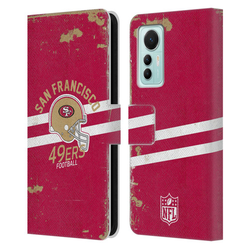 NFL San Francisco 49ers Logo Art Helmet Distressed Leather Book Wallet Case Cover For Xiaomi 12 Lite
