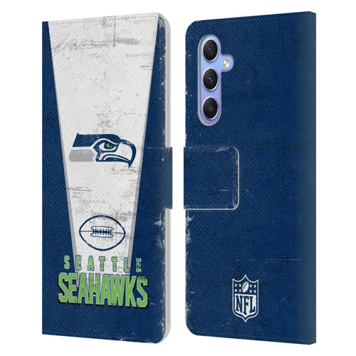 NFL Seattle Seahawks Logo Art Banner Leather Book Wallet Case Cover For Samsung Galaxy A34 5G