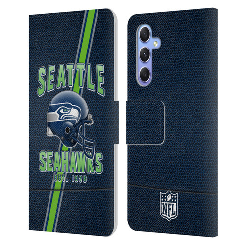 NFL Seattle Seahawks Logo Art Football Stripes Leather Book Wallet Case Cover For Samsung Galaxy A34 5G