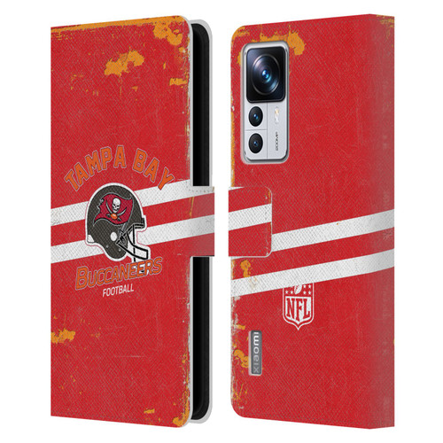 NFL Tampa Bay Buccaneers Logo Art Helmet Distressed Leather Book Wallet Case Cover For Xiaomi 12T Pro