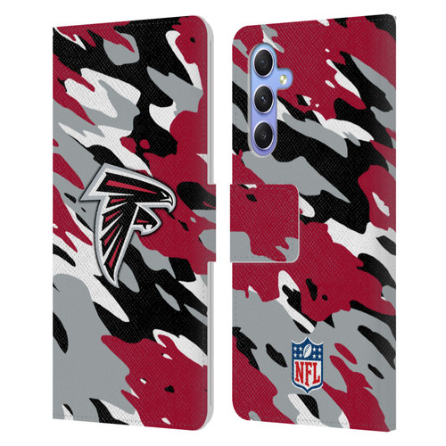 NFL Atlanta Falcons Logo Camou Leather Book Wallet Case Cover For Samsung Galaxy A34 5G
