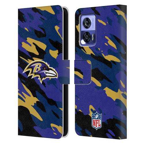 NFL Baltimore Ravens Logo Camou Leather Book Wallet Case Cover For Motorola Edge 30 Neo 5G