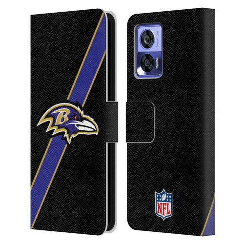 NFL Baltimore Ravens Logo Stripes Leather Book Wallet Case Cover For Motorola Edge 30 Neo 5G