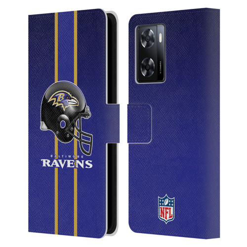 NFL Baltimore Ravens Logo Helmet Leather Book Wallet Case Cover For OPPO A57s