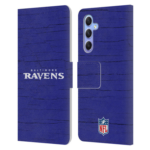 NFL Baltimore Ravens Logo Distressed Look Leather Book Wallet Case Cover For Samsung Galaxy A34 5G