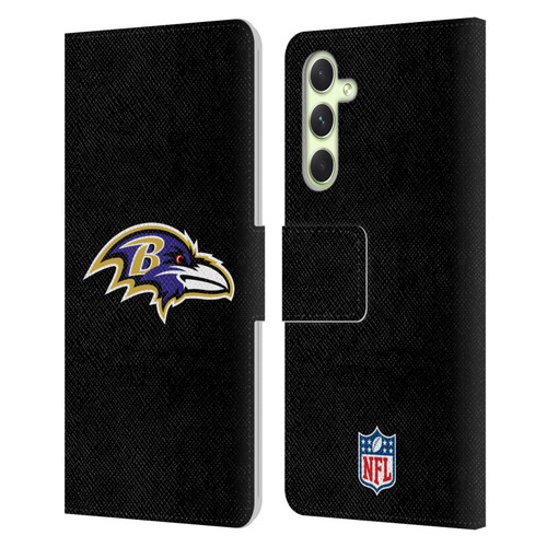NFL Baltimore Ravens Logo Plain Leather Book Wallet Case Cover For Samsung Galaxy A54 5G