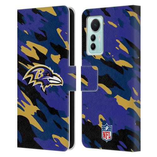 NFL Baltimore Ravens Logo Camou Leather Book Wallet Case Cover For Xiaomi 12 Lite