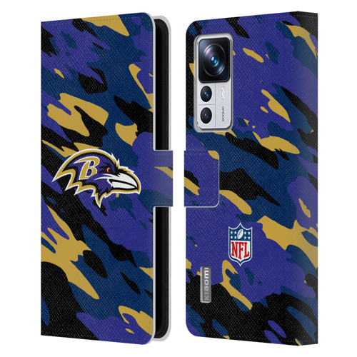 NFL Baltimore Ravens Logo Camou Leather Book Wallet Case Cover For Xiaomi 12T Pro