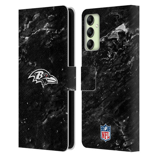 NFL Baltimore Ravens Artwork Marble Leather Book Wallet Case Cover For Samsung Galaxy A14 / 5G