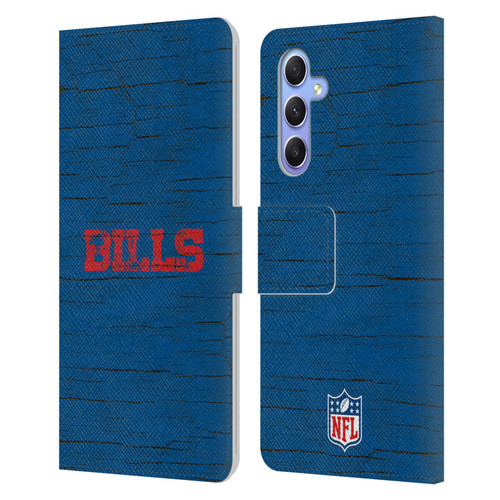 NFL Buffalo Bills Logo Distressed Look Leather Book Wallet Case Cover For Samsung Galaxy A34 5G