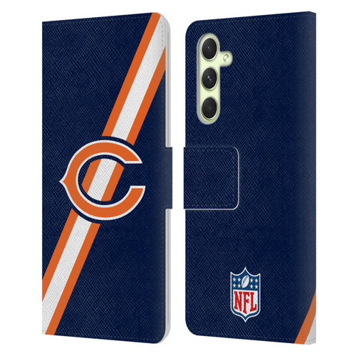 NFL Chicago Bears Logo Stripes Leather Book Wallet Case Cover For Samsung Galaxy A54 5G