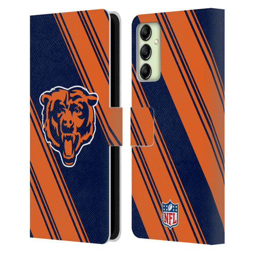 NFL Chicago Bears Artwork Stripes Leather Book Wallet Case Cover For Samsung Galaxy A14 / 5G