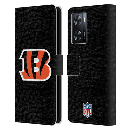 NFL Cincinnati Bengals Logo Plain Leather Book Wallet Case Cover For OPPO A57s