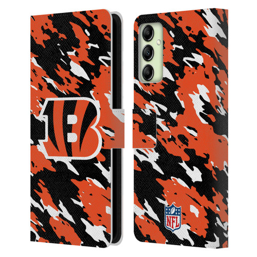 NFL Cincinnati Bengals Logo Camou Leather Book Wallet Case Cover For Samsung Galaxy A14 5G NFL Cincinnati Bengals Logo Camou Leather Book Wallet Case Cover For Samsung Galaxy A14 5G