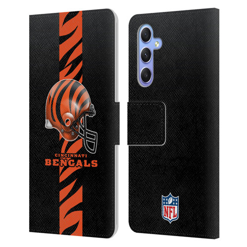 NFL Cincinnati Bengals Logo Helmet Leather Book Wallet Case Cover For Samsung Galaxy A34 5G