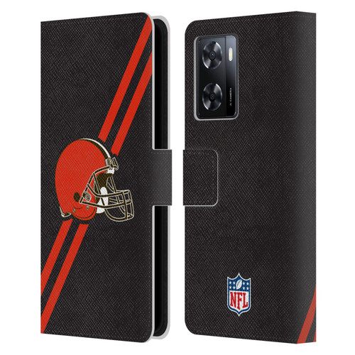 NFL Cleveland Browns Logo Stripes Leather Book Wallet Case Cover For OPPO A57s