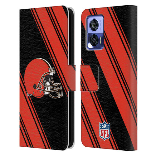 NFL Cleveland Browns Artwork Stripes Leather Book Wallet Case Cover For Motorola Edge 30 Neo 5G