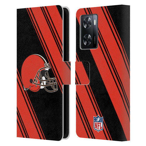 NFL Cleveland Browns Artwork Stripes Leather Book Wallet Case Cover For OPPO A57s