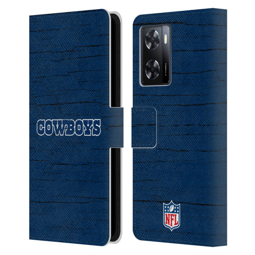 NFL Dallas Cowboys Logo Distressed Look Leather Book Wallet Case Cover For OPPO A57s