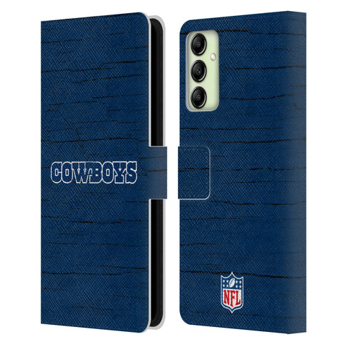 NFL Dallas Cowboys Logo Distressed Look Leather Book Wallet Case Cover For Samsung Galaxy A14 5G