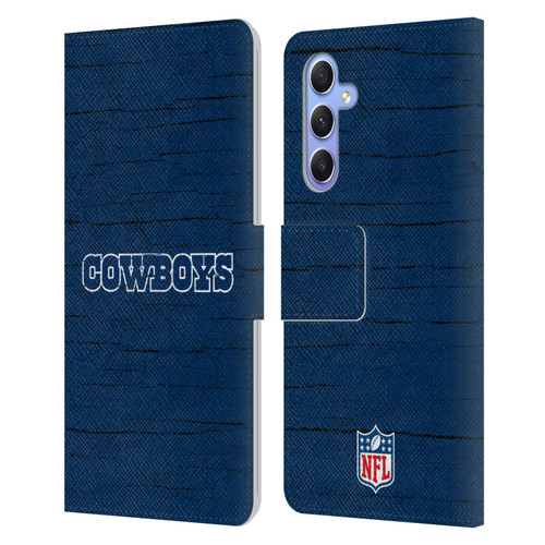 NFL Dallas Cowboys Logo Distressed Look Leather Book Wallet Case Cover For Samsung Galaxy A34 5G