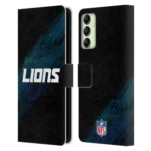 NFL Detroit Lions Logo Blur Leather Book Wallet Case Cover For Samsung Galaxy A14 / 5G